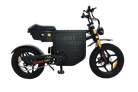 Black electric bike with visible branding on a white background