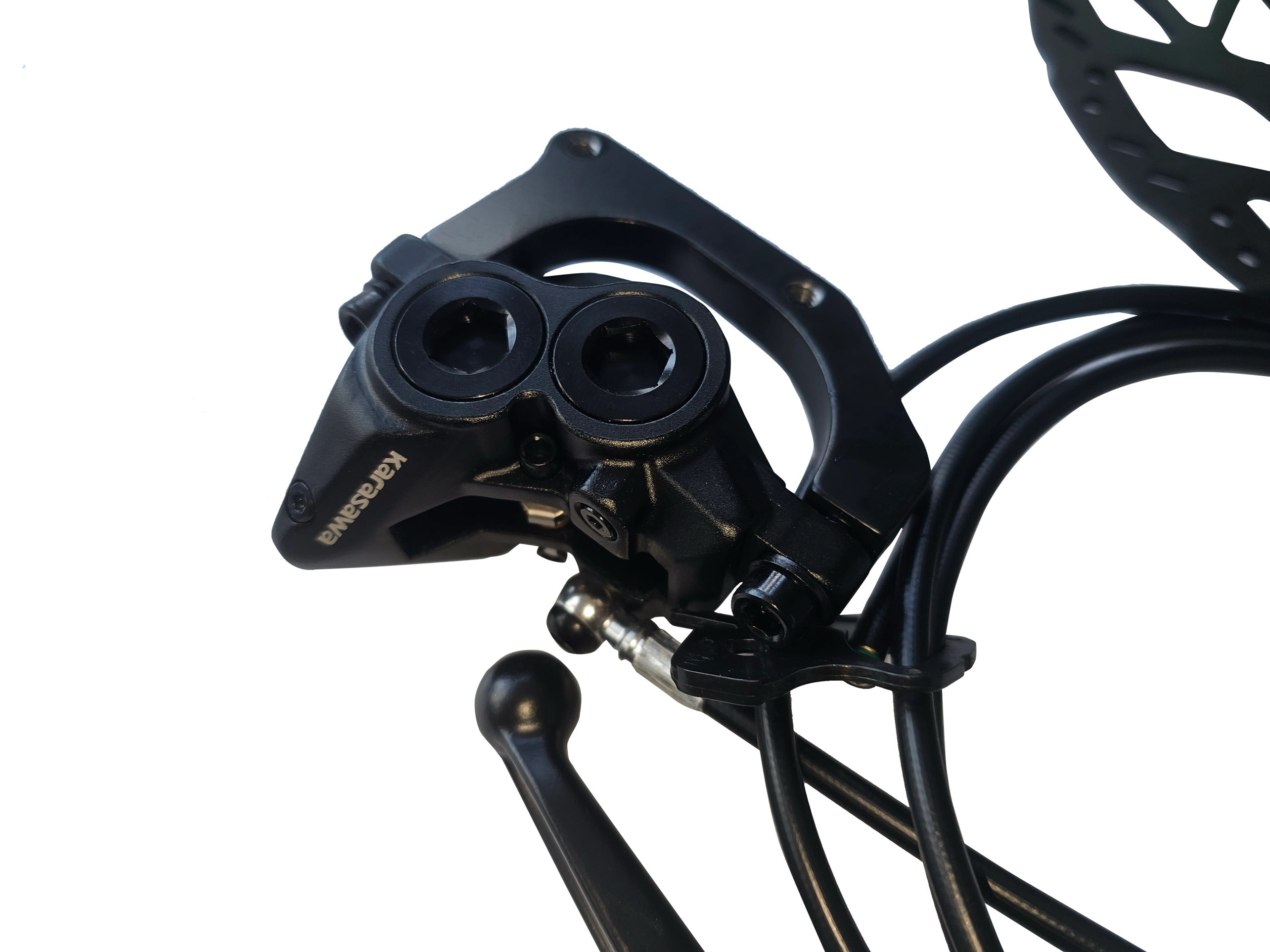 Close-up of a electric bike brake caliper