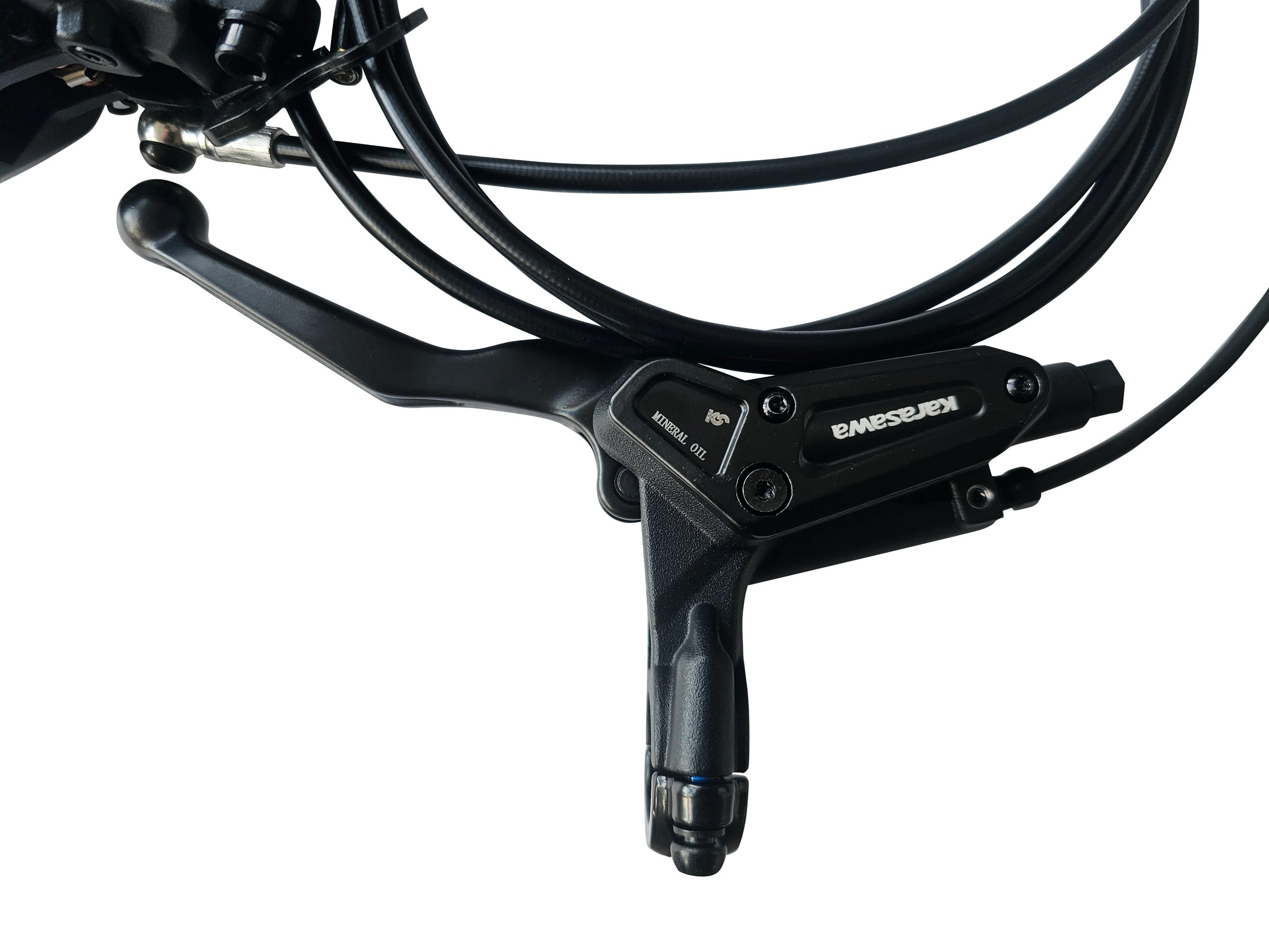 Bicycle brake lever with cable on a white background