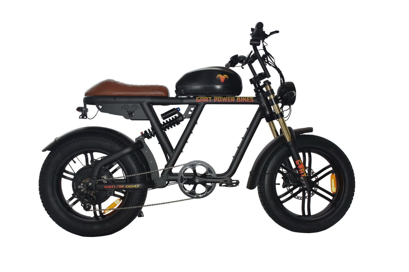 Motor Goat SL in Original Gradient with gold forks and tan seat